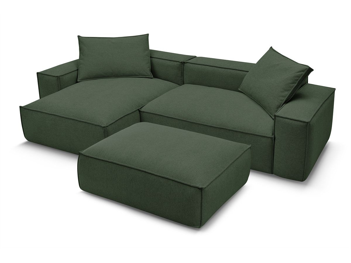 Canapé d'angle réversible ultra moelleux BOHEME tissu chiné avec pouf