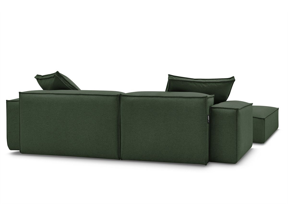 Canapé d'angle réversible ultra moelleux BOHEME tissu chiné avec pouf