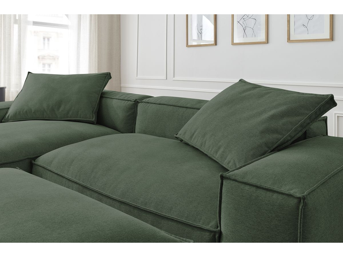 Canapé d'angle réversible ultra moelleux BOHEME tissu chiné avec pouf