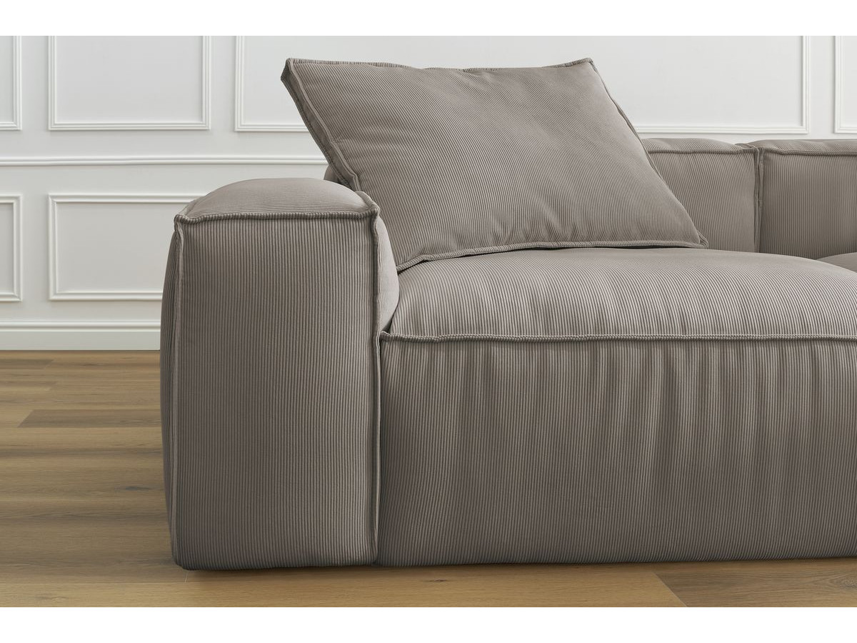 Canapé d'angle fixe EVEREST tissu chiné - Orange - Angle droit - 10 coussins