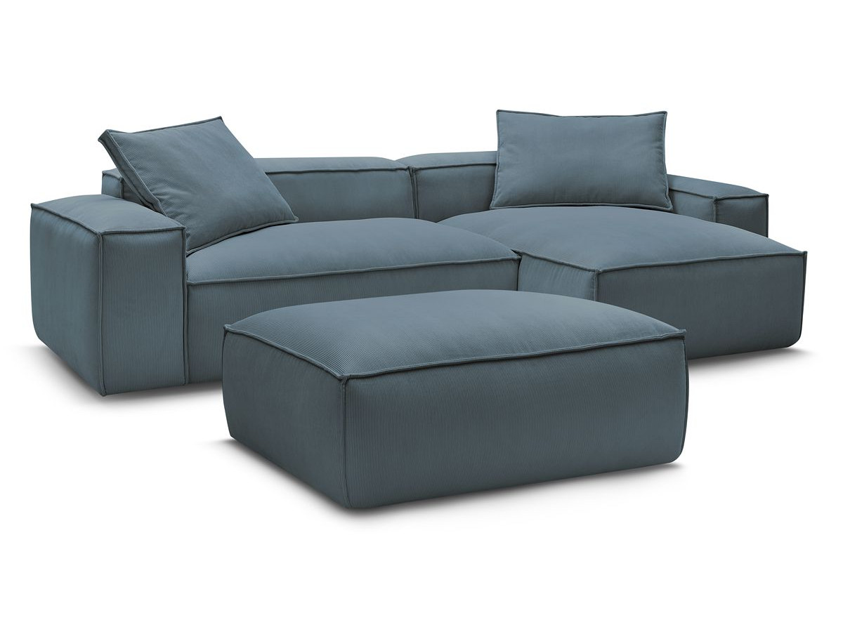 Canapé d'angle réversible ultra moelleux BOHEME velours côtelé avec pouf
