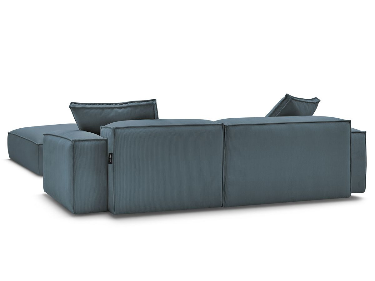 Canapé d'angle réversible ultra moelleux BOHEME velours côtelé avec pouf