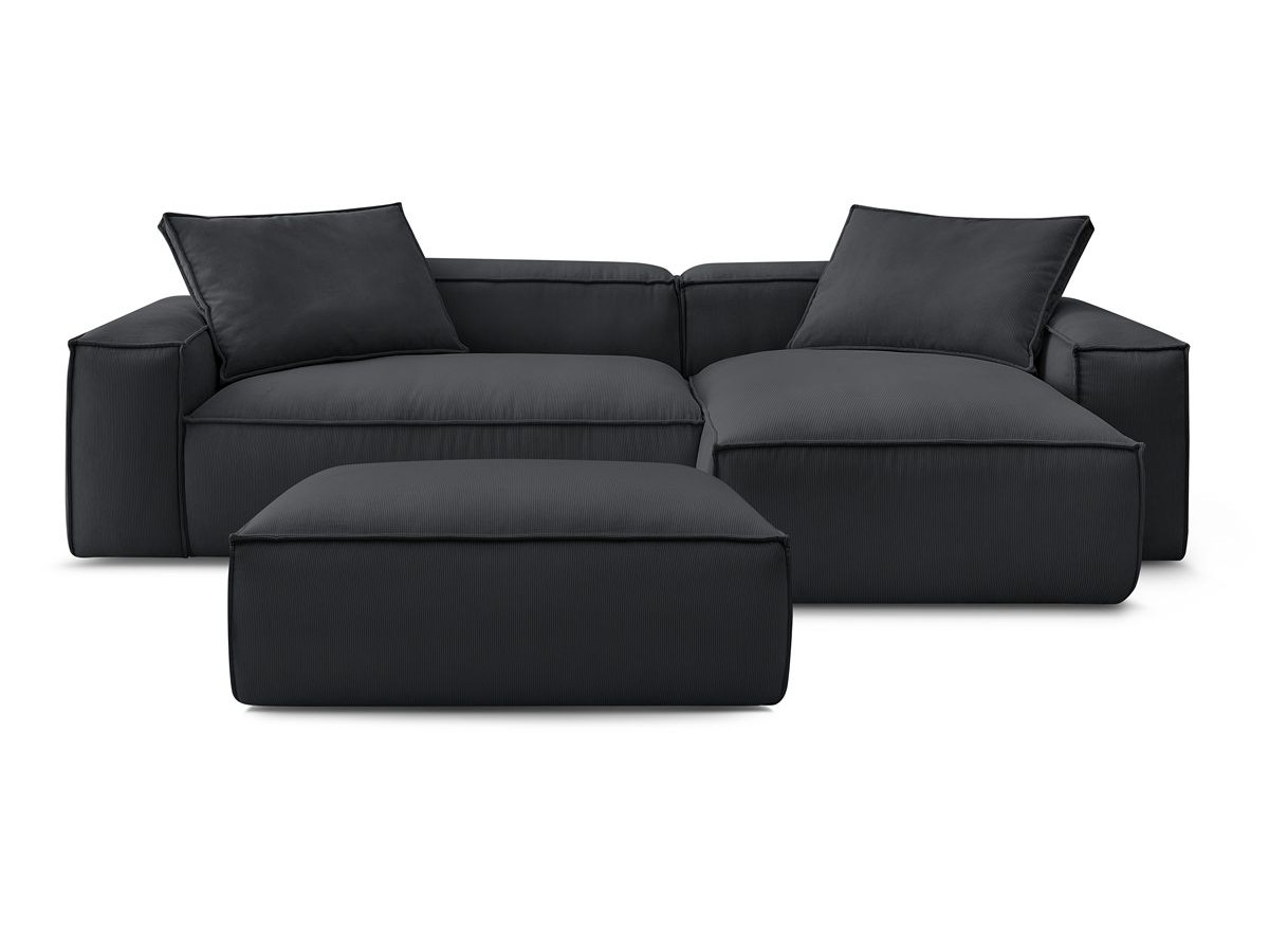 Canapé d'angle réversible ultra moelleux BOHEME velours côtelé avec pouf