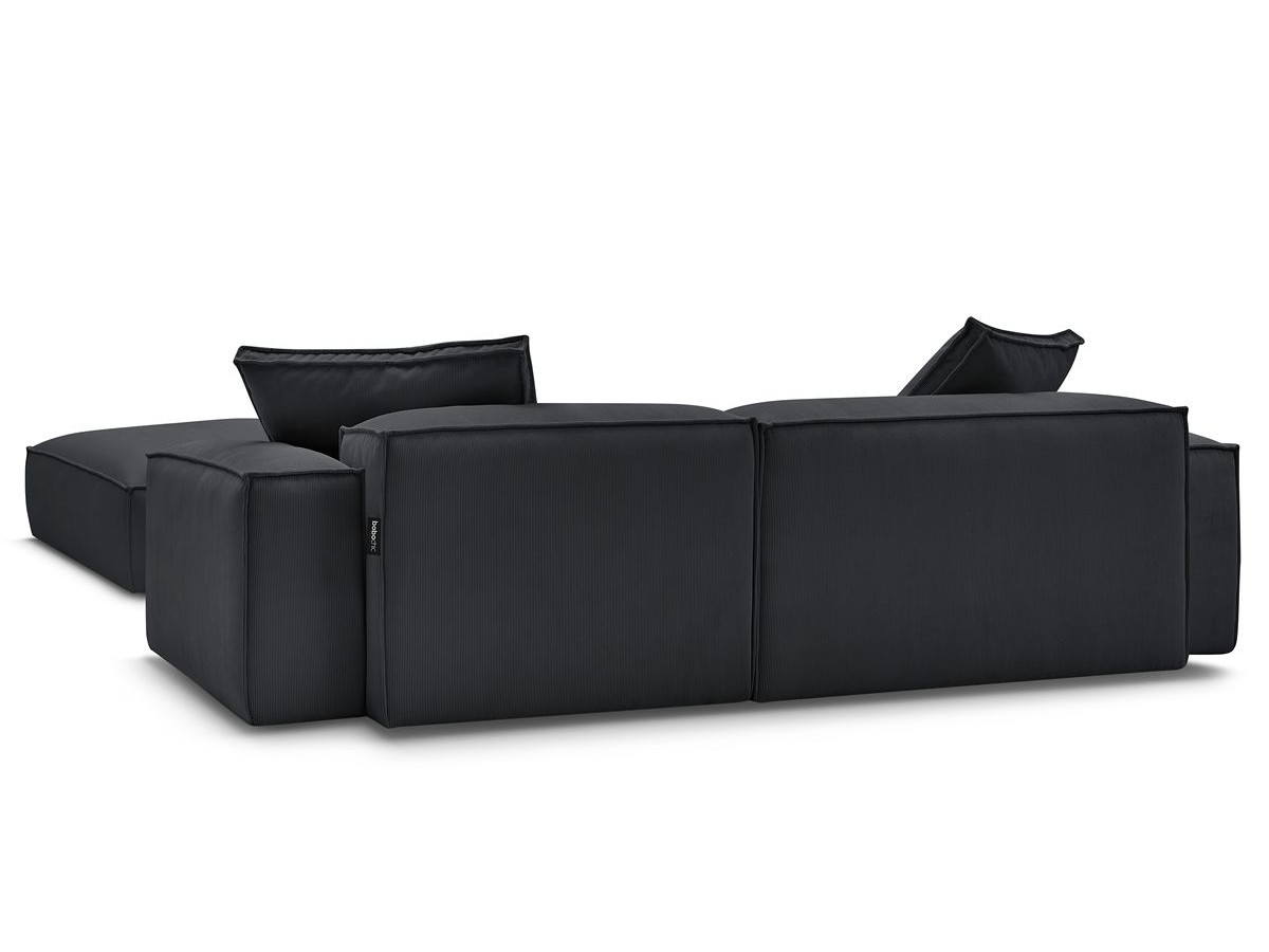 Canapé d'angle réversible ultra moelleux BOHEME velours côtelé avec pouf