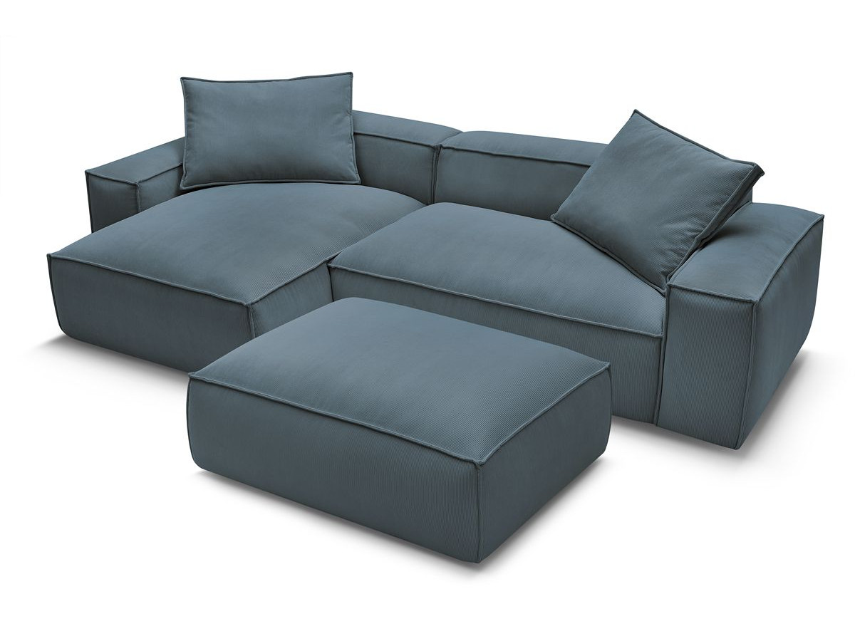 Canapé d'angle réversible ultra moelleux BOHEME velours côtelé avec pouf