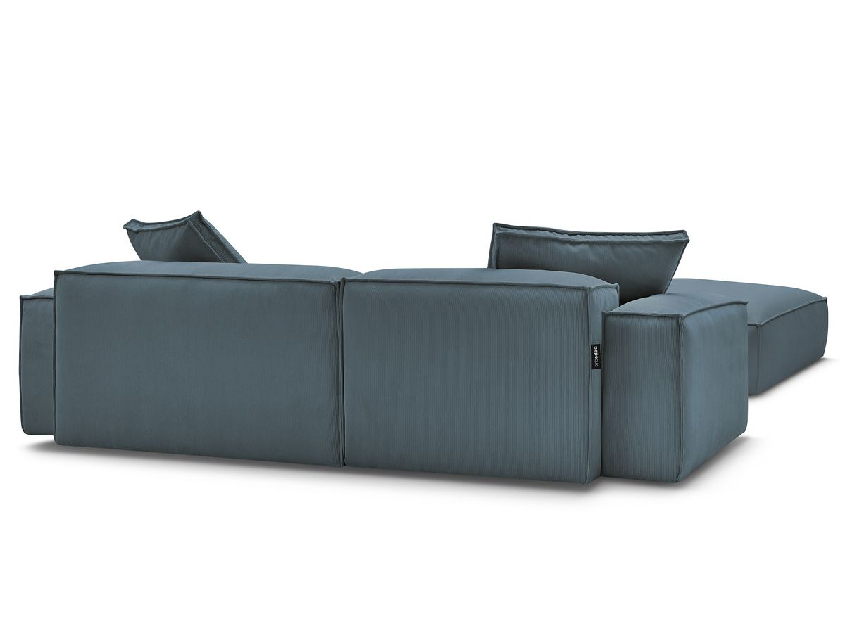 Canapé d'angle réversible ultra moelleux BOHEME velours côtelé avec pouf