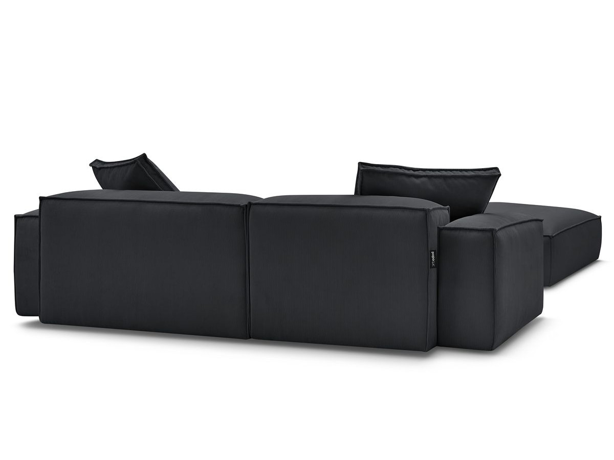 Canapé d'angle réversible ultra moelleux BOHEME velours côtelé avec pouf