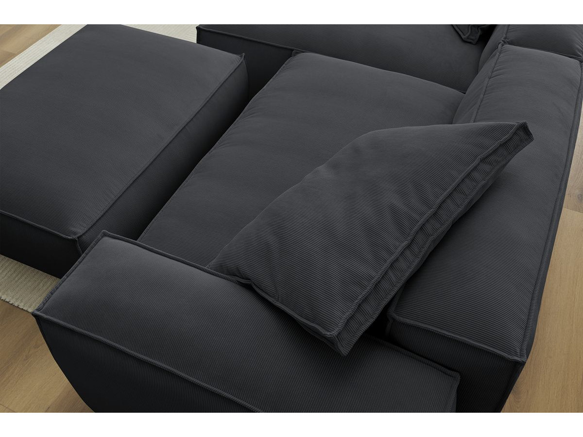 Canapé d'angle réversible ultra moelleux BOHEME velours côtelé avec pouf