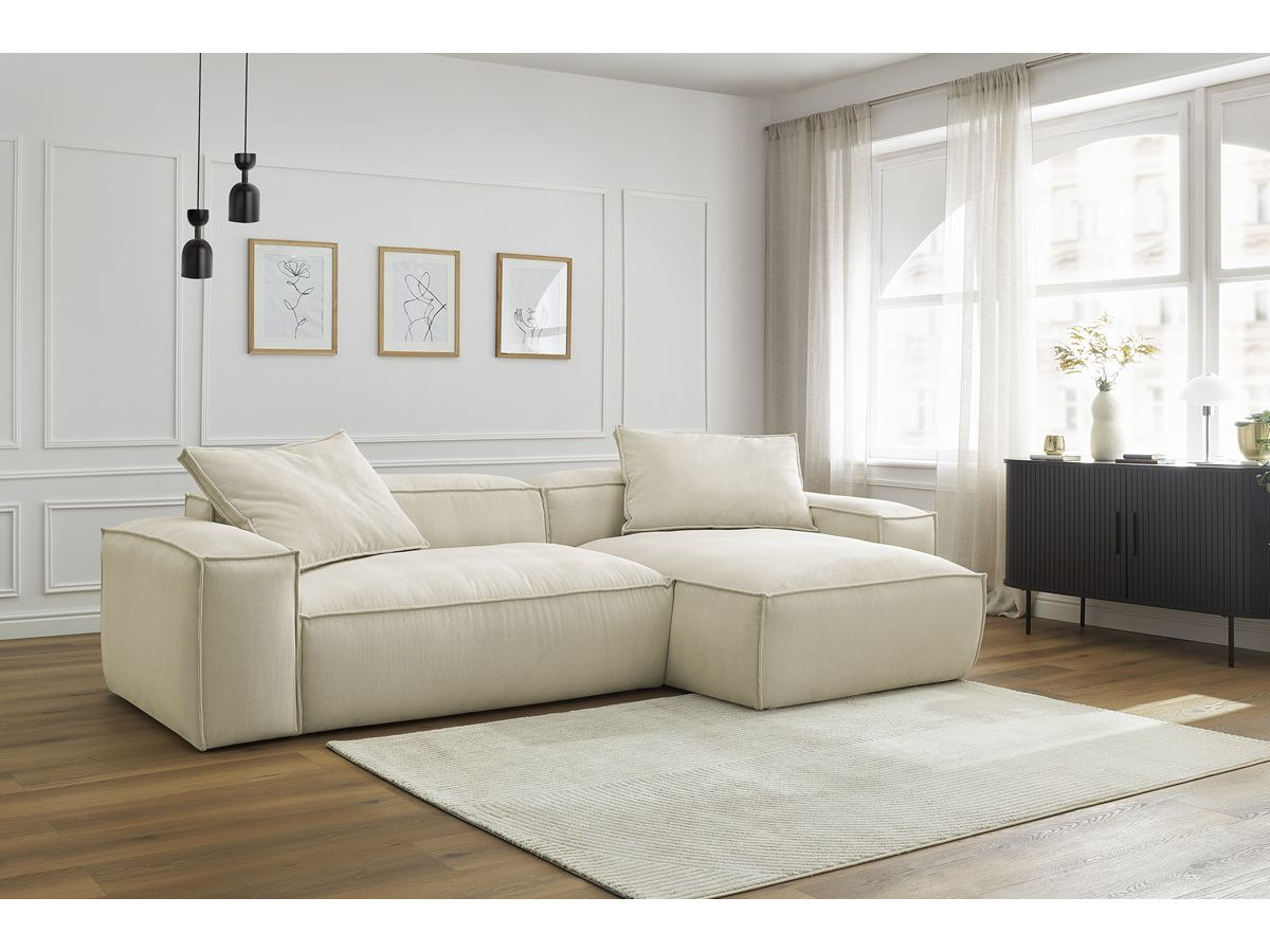 Canapé d'angle réversible ultra moelleux BOHEME velours côtelé beige — vue 5