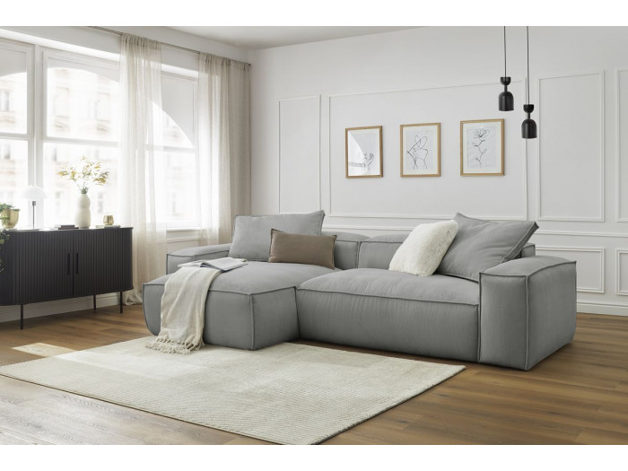 Canapé d'angle fixe BOHEME velours côtelé