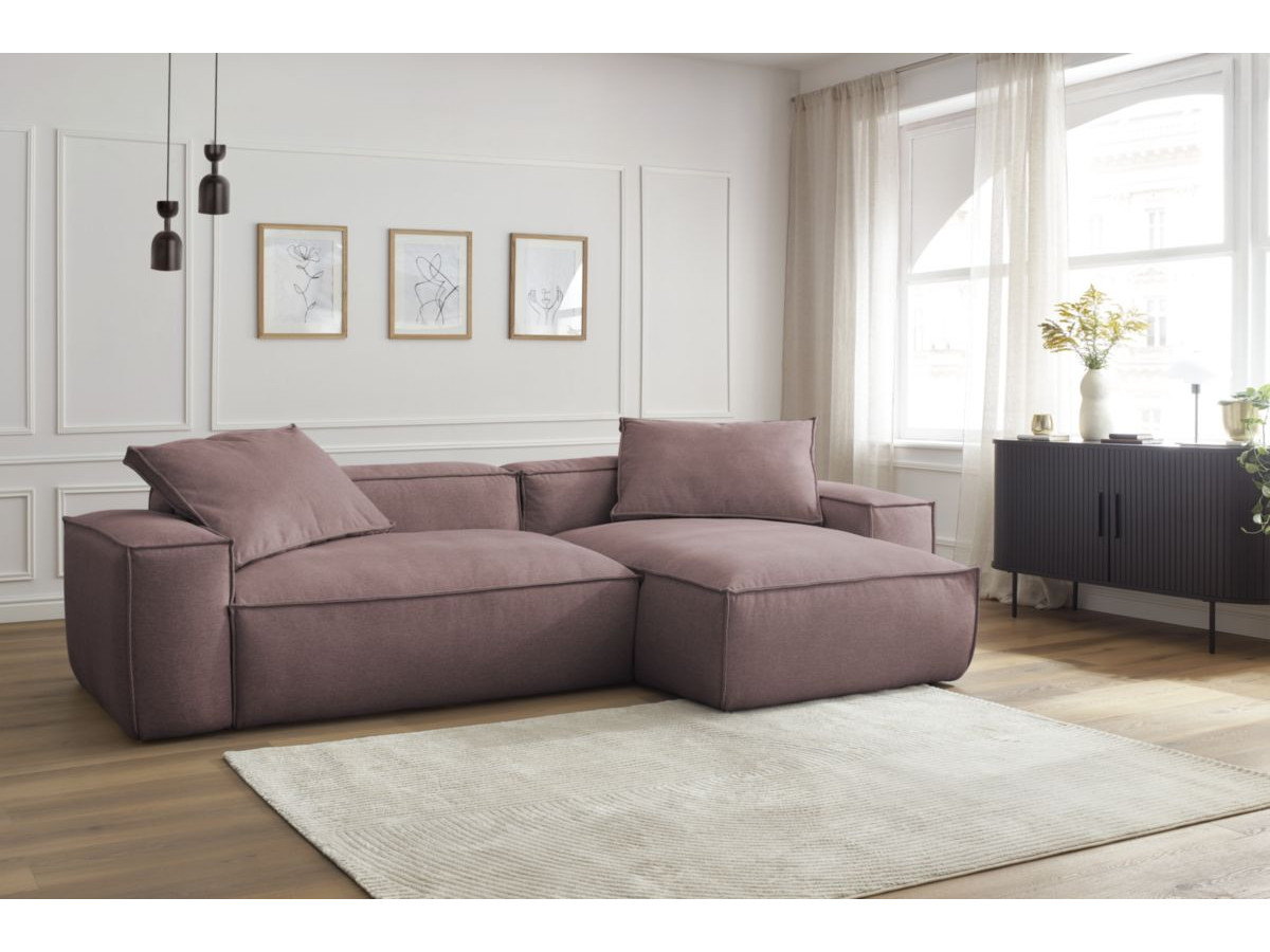 Canapé d'angle réversible ultra moelleux BOHEME chiné rose — vue 5