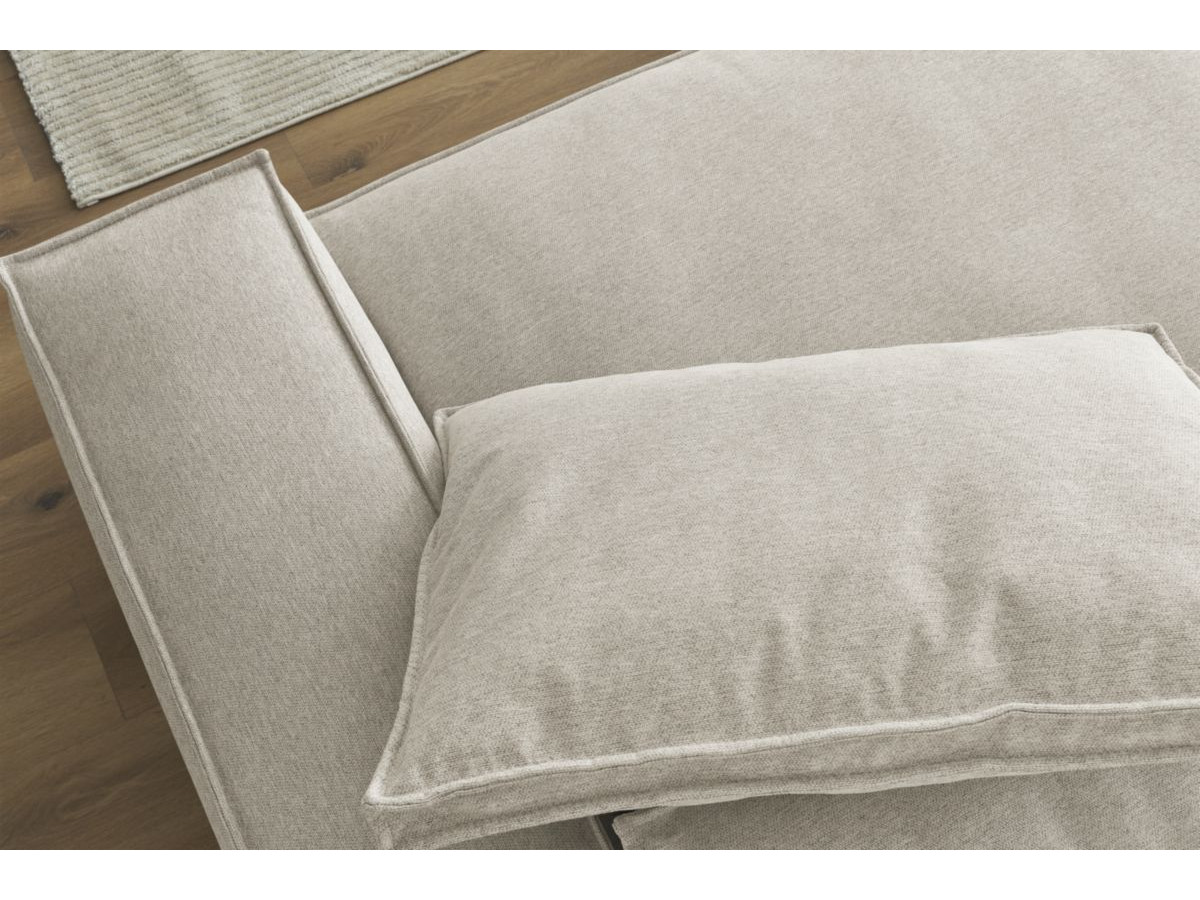 Canapé d'angle fixe EVEREST tissu chiné - Orange - Angle droit - 10 coussins