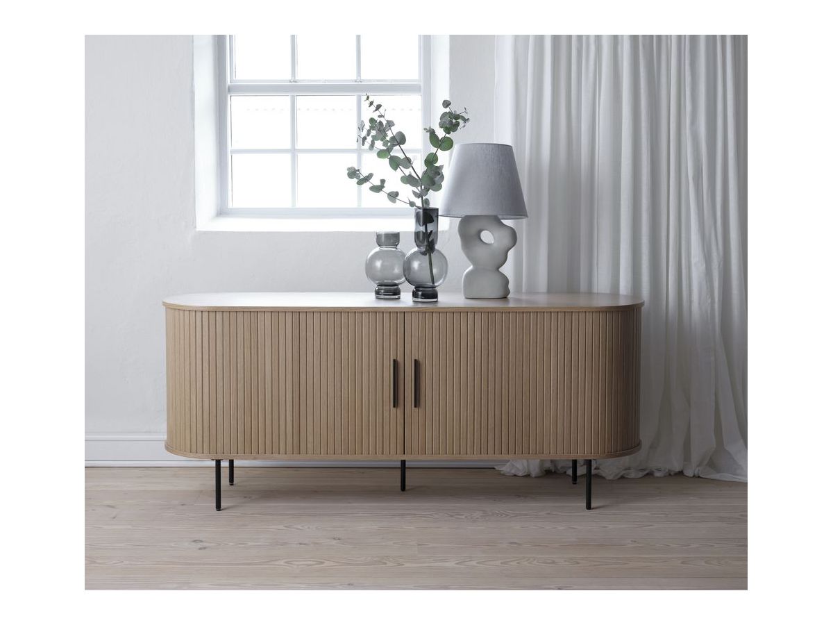 Buffet 2 portes 180 cm PAULINA placage chêne massif