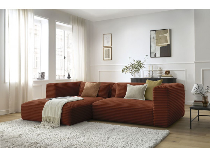 Canapé d'angle fixe HARRY gros côtelé doux