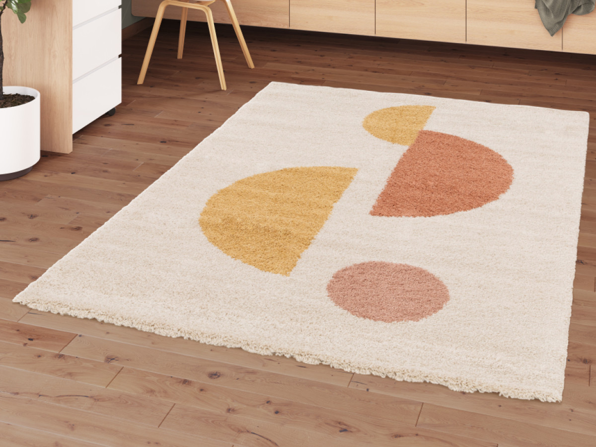 Tapis poils longs ADELINE motif abstrait