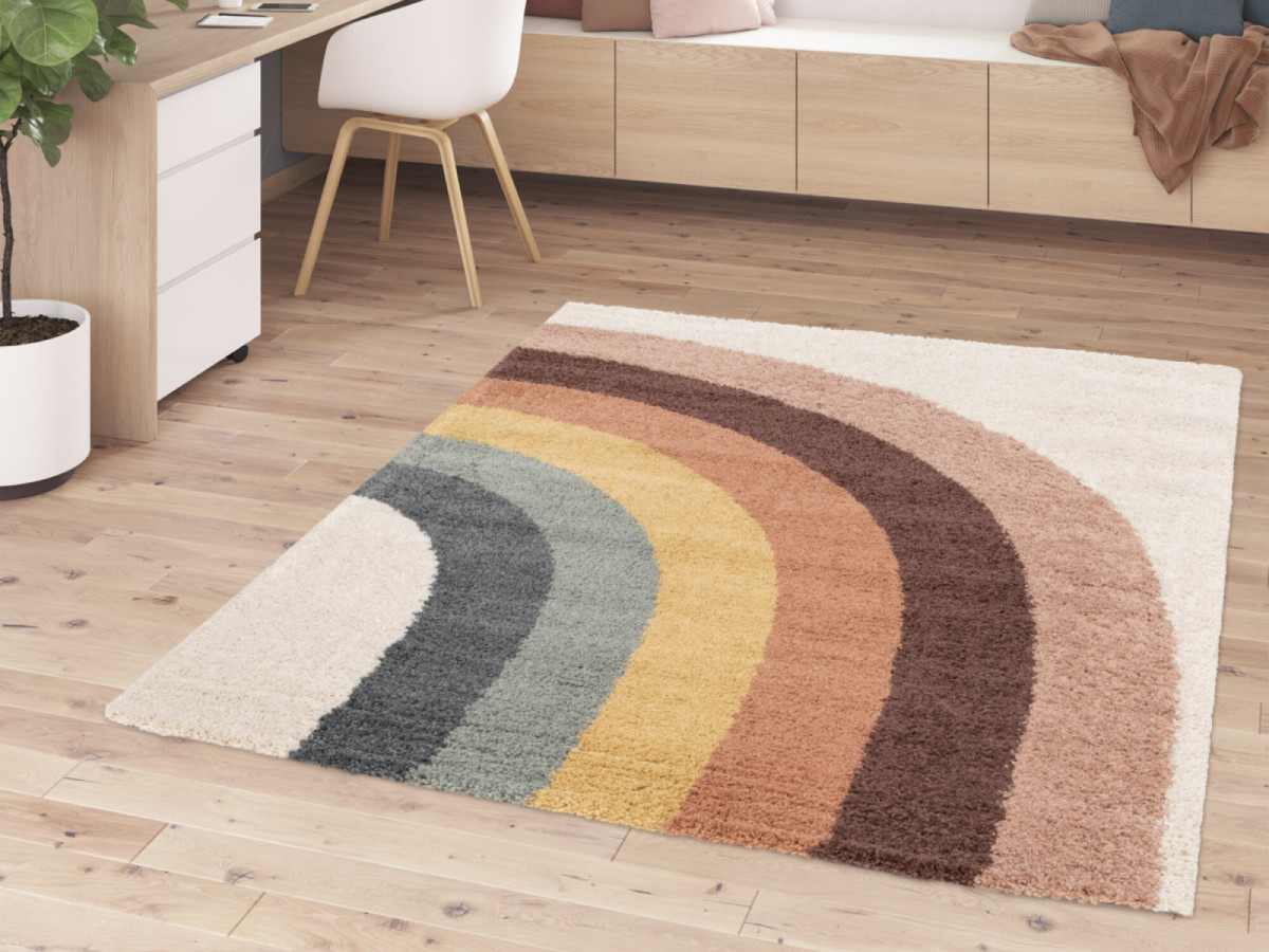 Tapis poils longs CLAIRE motif abstrait