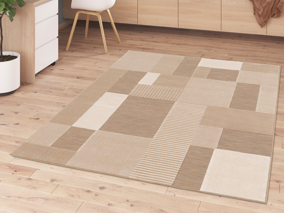 CLAUDE laagpolig vloerkleed met grafisch patroon