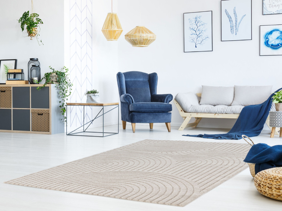 Tapis poils ras HERVE motif abstrait