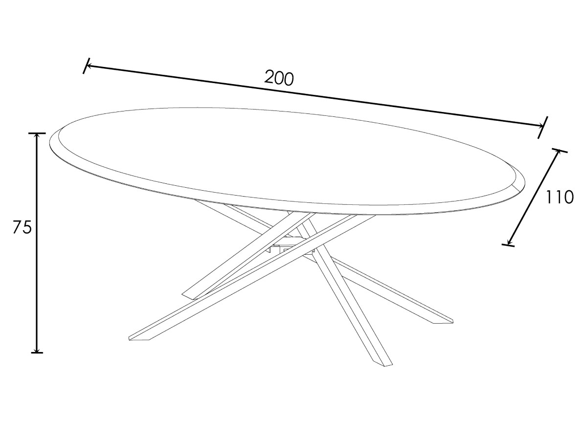 ADELE 200 cm ovale eettafel in massief eiken
