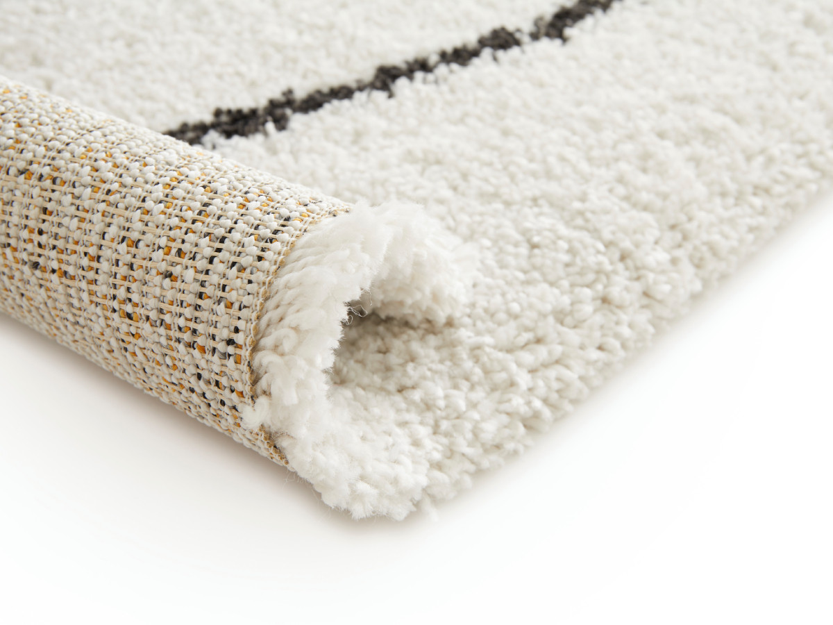 Tapis poils longs LAURE motif abstrait blanc — vue 4