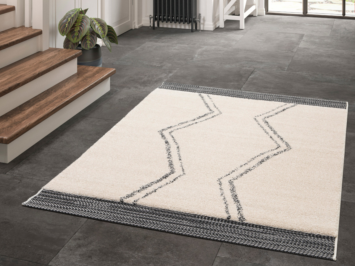 Tapis poils ras LOAN motif graphique gris clair — vue 5