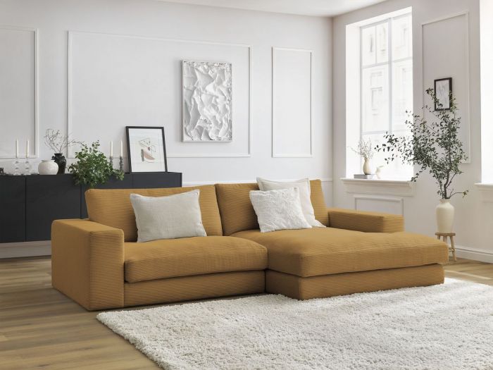 Canapé d'angle fixe LEONARD velours côtelé