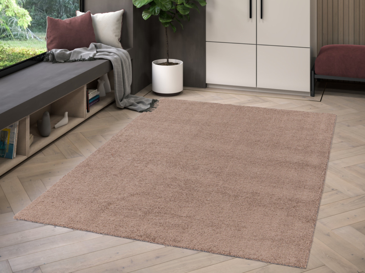 Tapis poils ras lavable MIREILLE uni marron — vue 5
