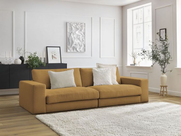 Canapé droit fixe 3 places LEONARD velours côtelé