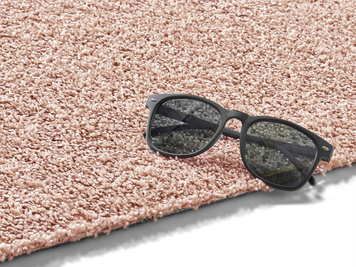 Tapis poils ras lavable MIREILLE uni rose — vue 4