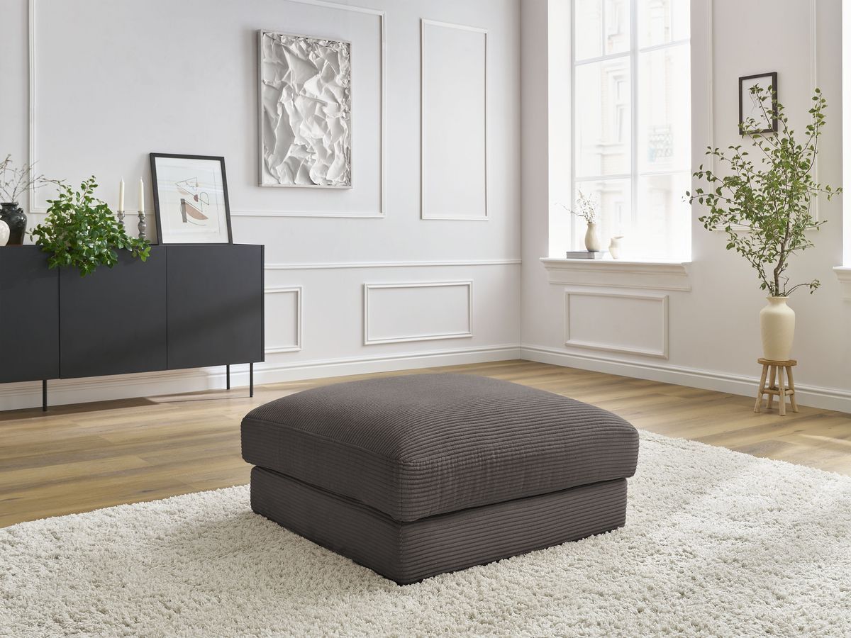 Pouf LEONARD velours côtelé marron — vue 5