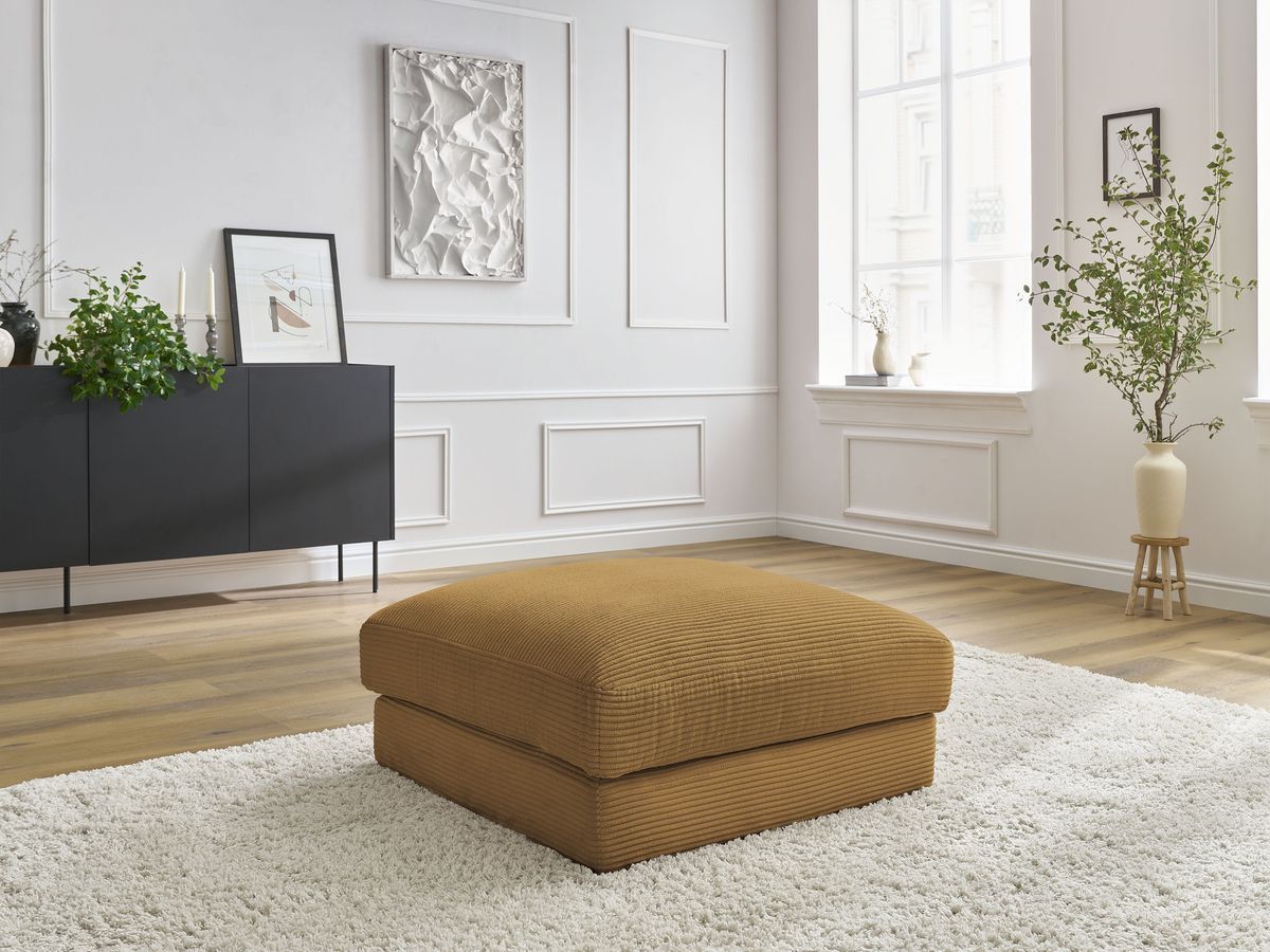 Pouf LEONARD velours côtelé jaune — vue 5