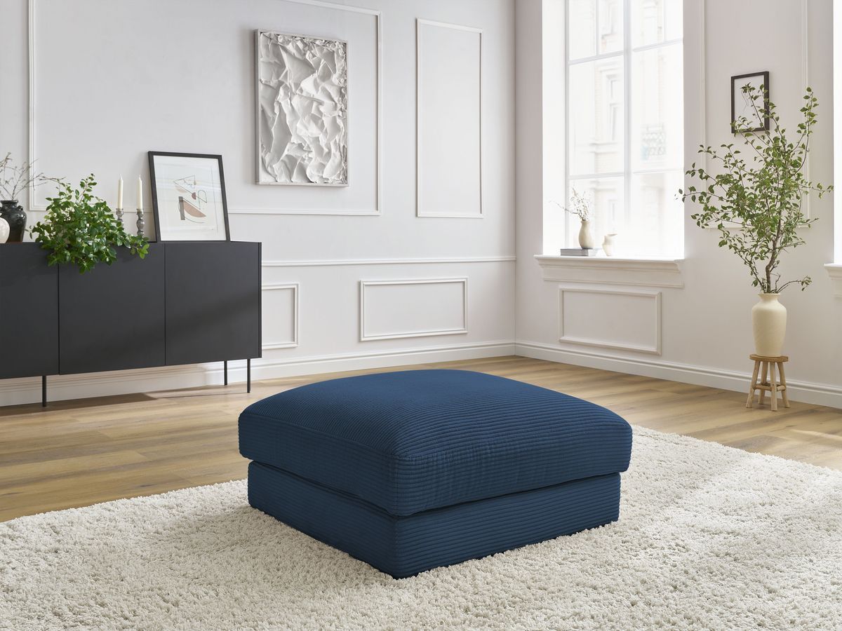 Pouf LEONARD velours côtelé bleu foncé — vue 5