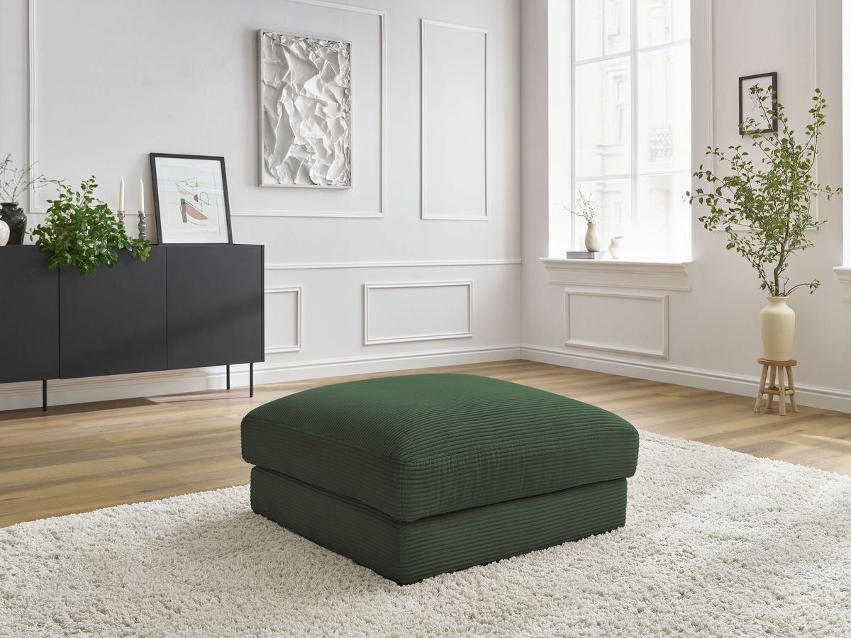 Pouf LEONARD velours côtelé vert foncé — vue 5