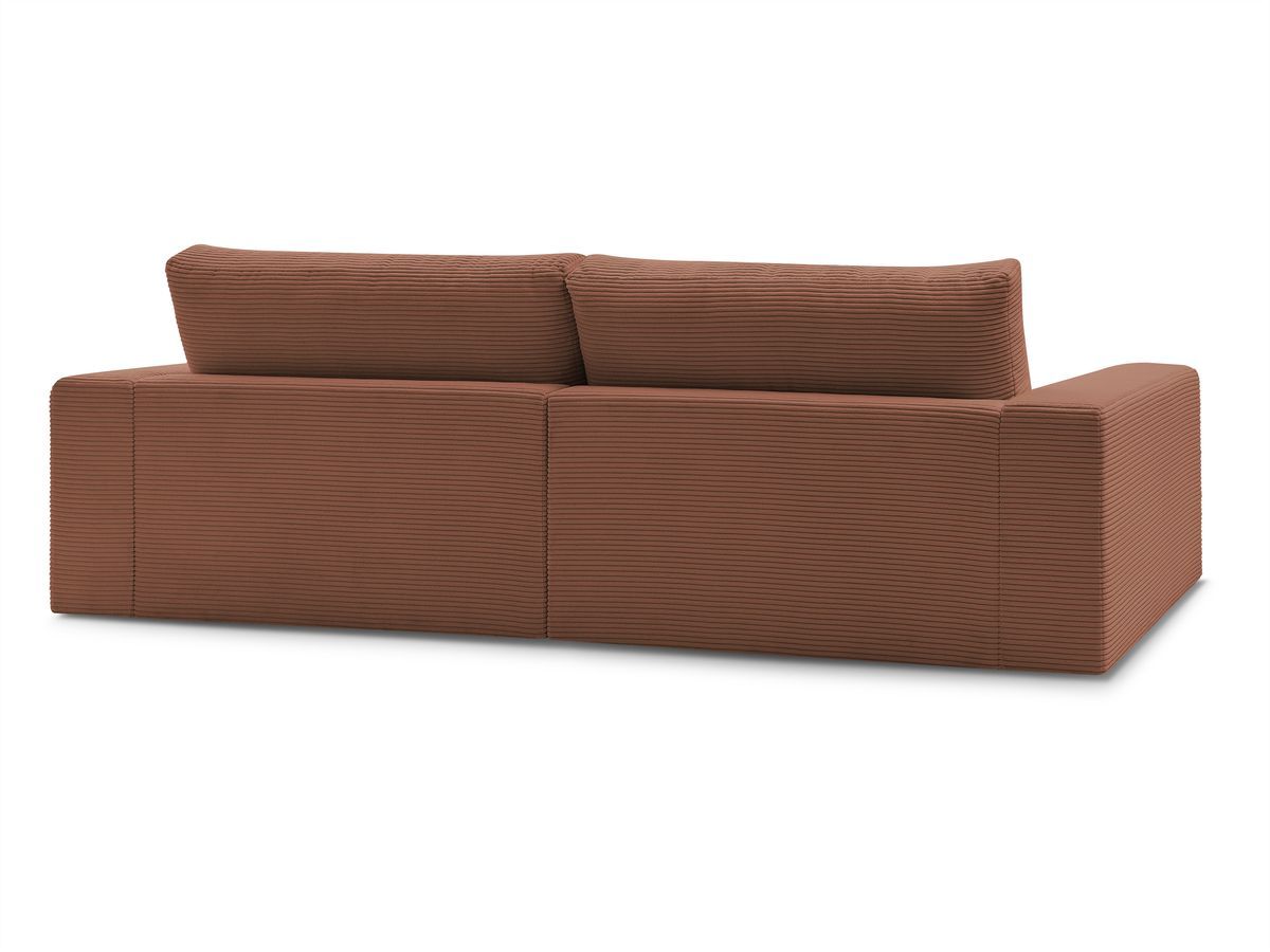 Canapé droit fixe 3 places LEONARD velours côtelé avec pouf