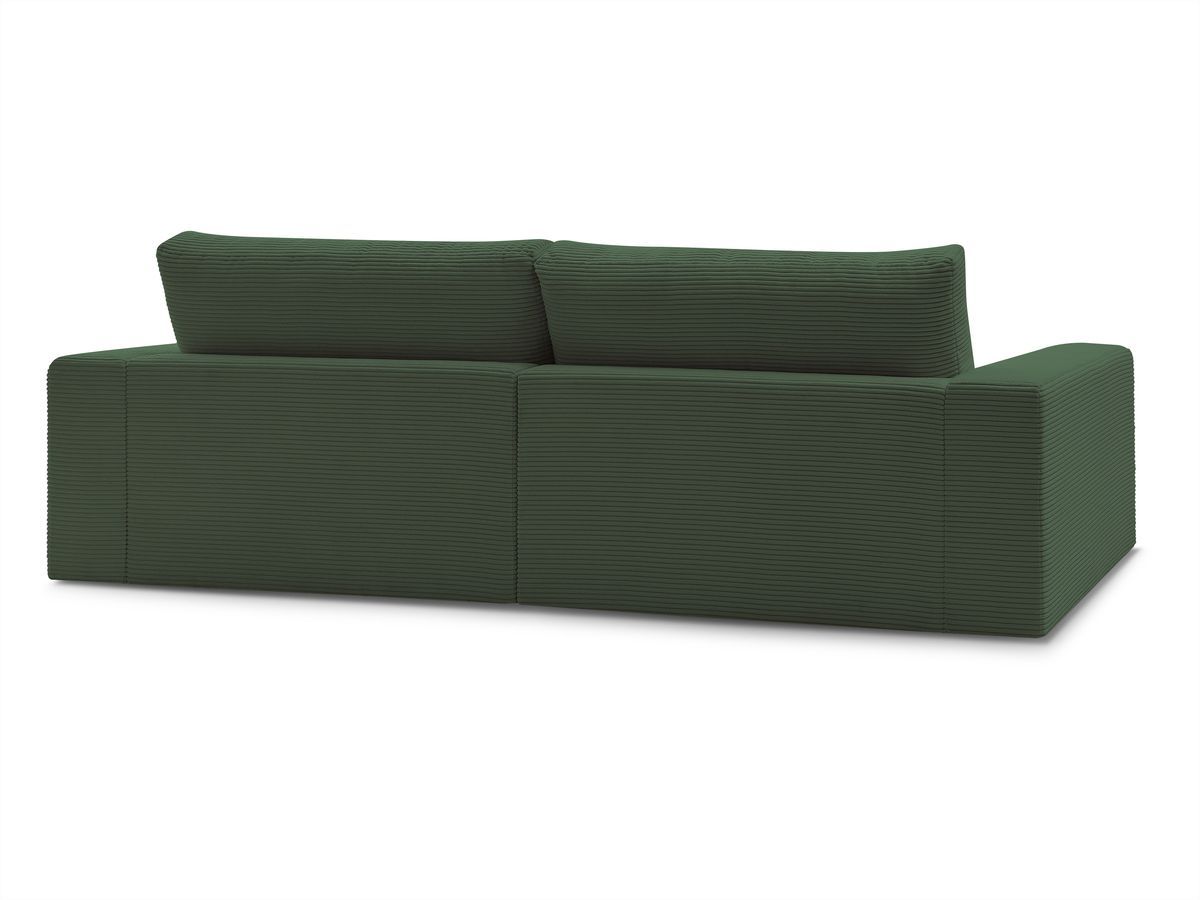 Canapé droit fixe 3 places LEONARD velours côtelé avec pouf