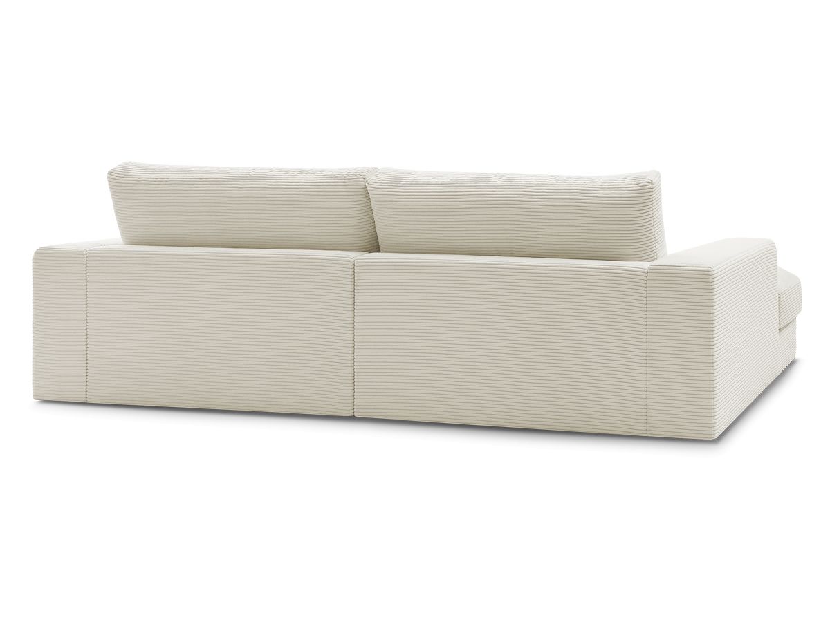 Canapé d'angle fixe LEONARD velours côtelé avec pouf