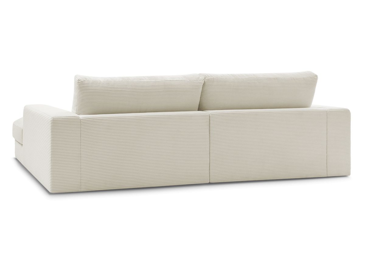 Canapé d'angle fixe LEONARD velours côtelé avec pouf