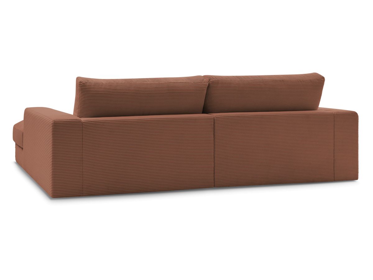 Canapé d'angle fixe LEONARD velours côtelé avec pouf