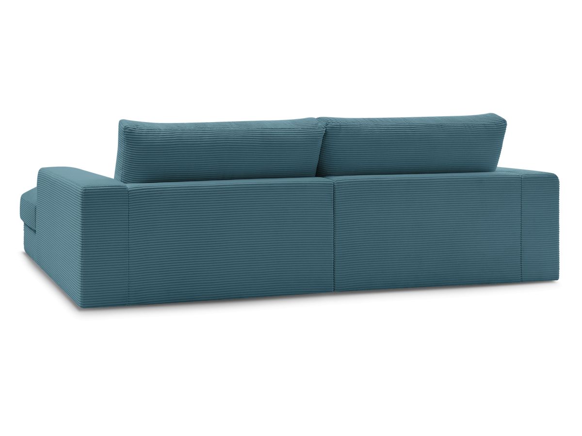 Canapé d'angle fixe LEONARD velours côtelé avec pouf
