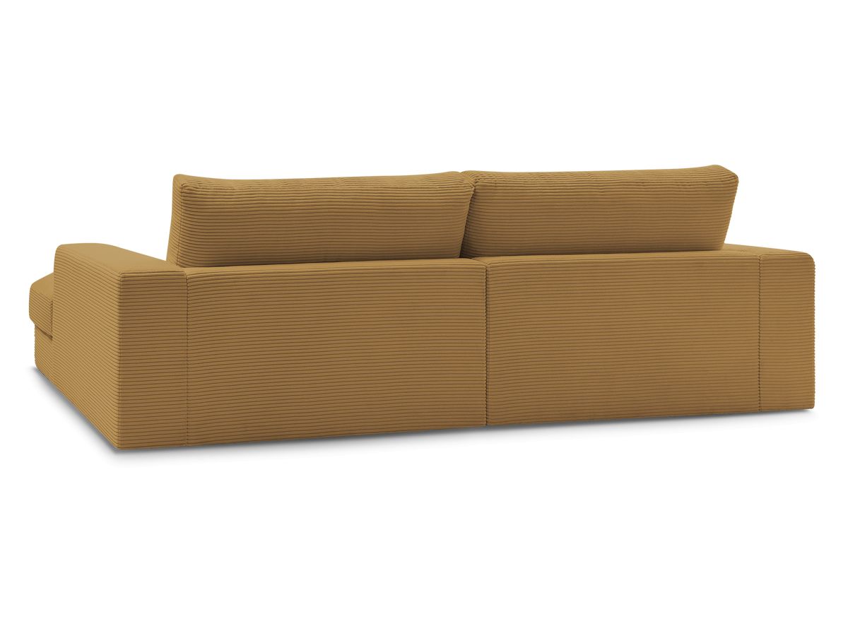 Canapé d'angle fixe LEONARD velours côtelé avec pouf