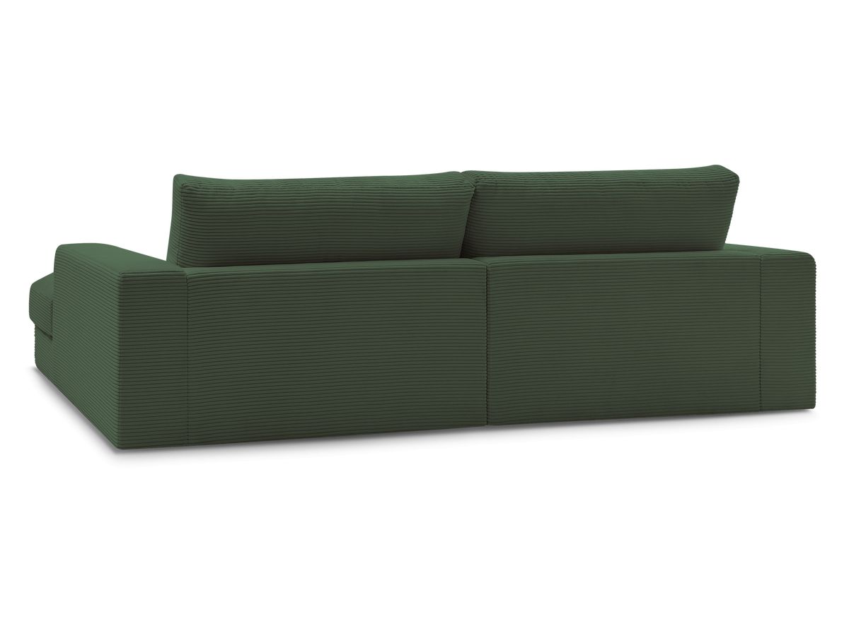 Canapé d'angle fixe LEONARD velours côtelé avec pouf