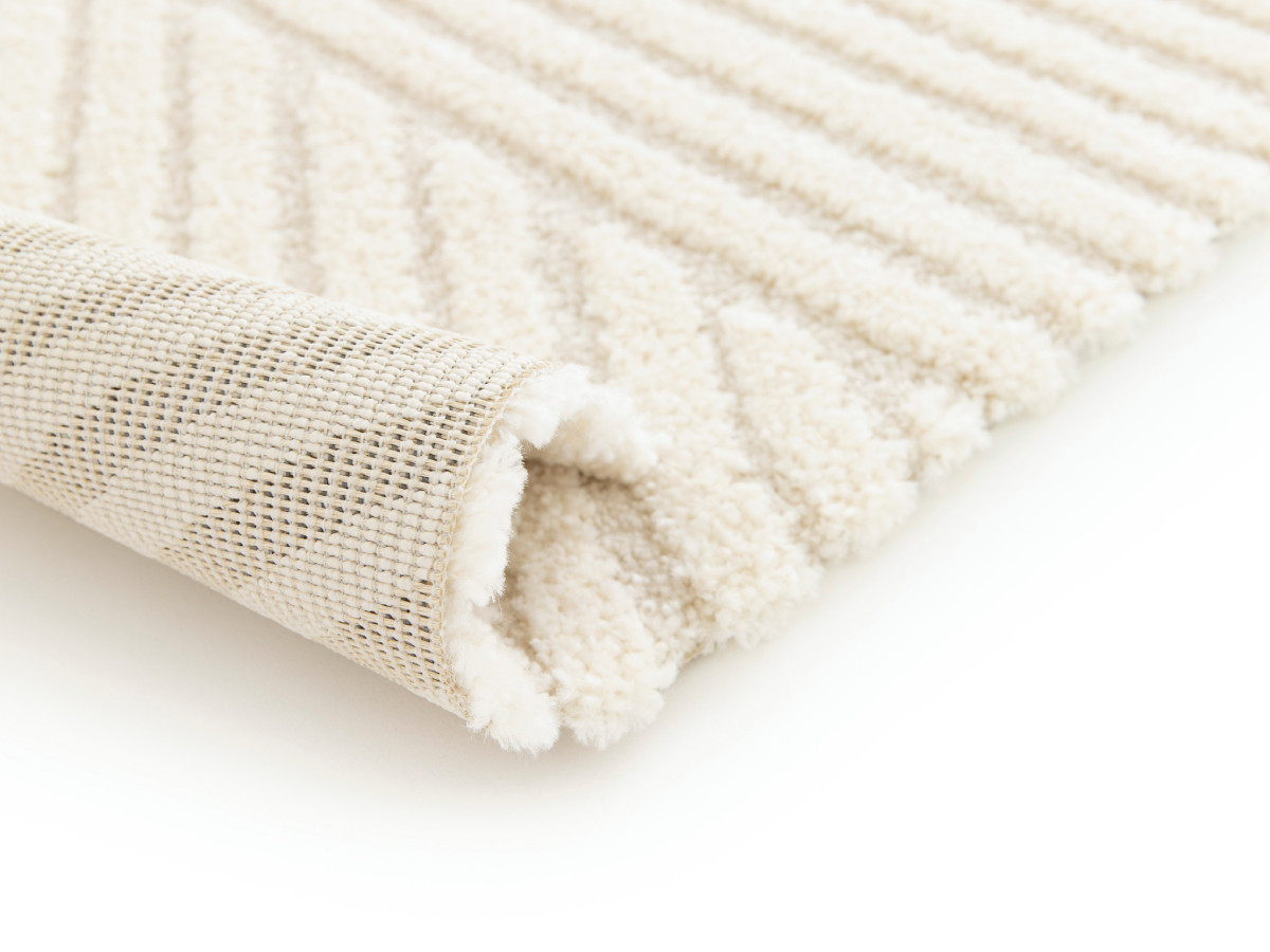 Tapis poils ras OLIVIER motif abstrait beige — vue 5