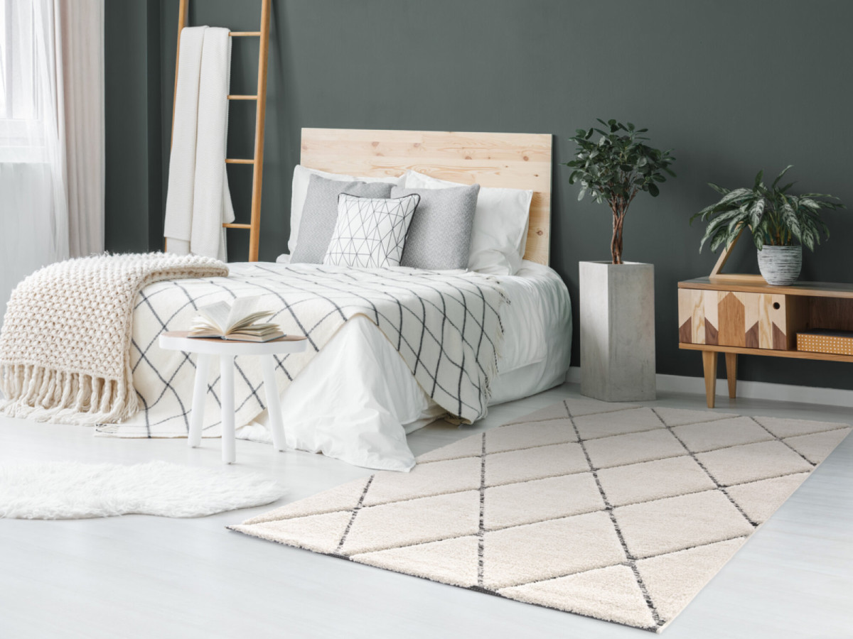 Tapis poils ras OPHELIE motif graphique gris clair — vue 5