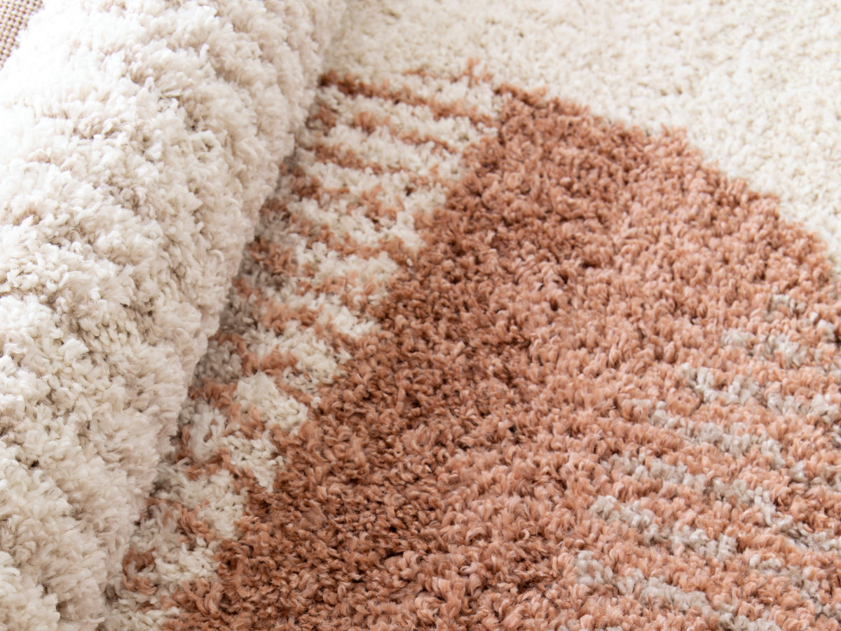 Tapis poils ras PASCALE motif abstrait beige — vue 6