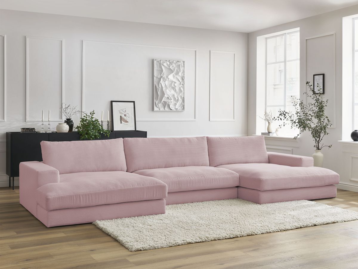 Canapé panoramique LEONARD velours côtelé violet — vue 5