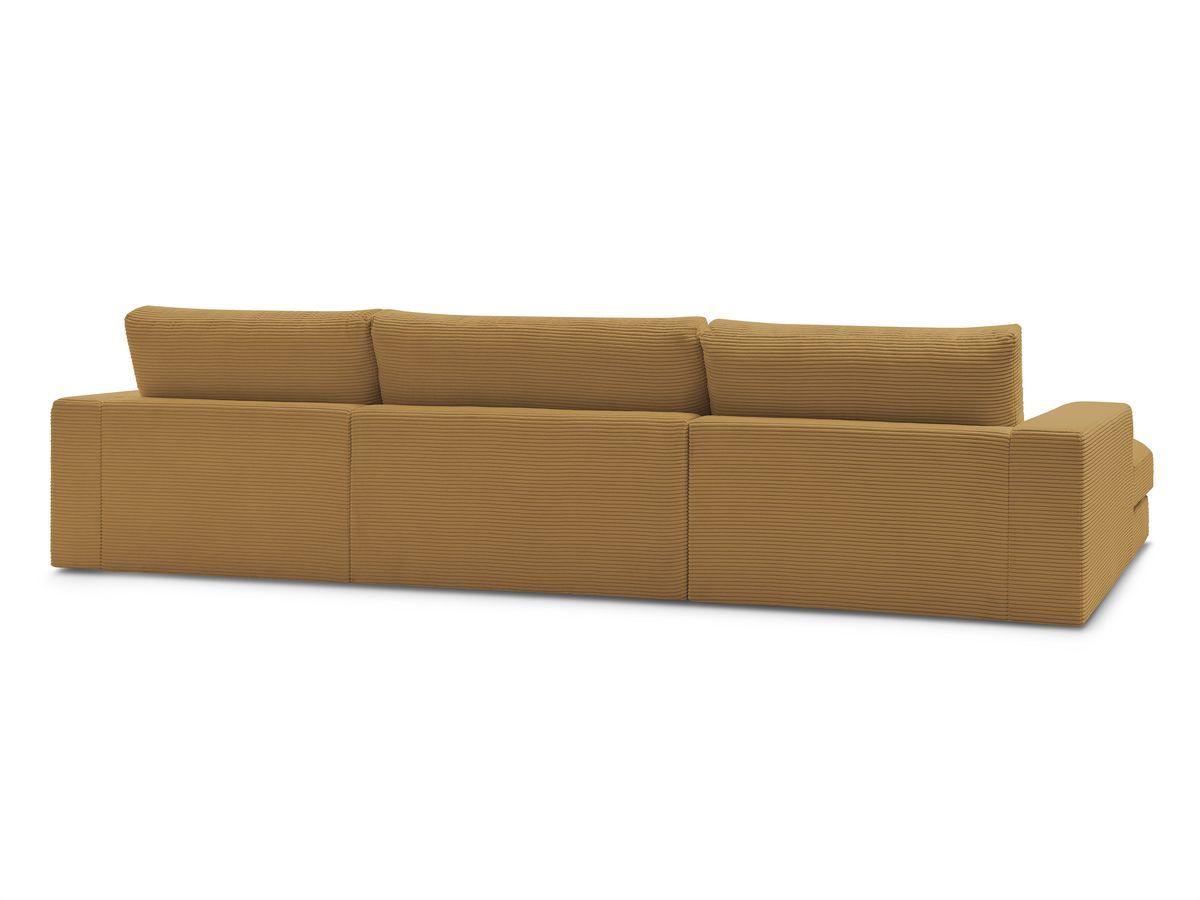 Canapé d'angle fixe EVEREST tissu chiné - Orange - Angle droit - 10 coussins