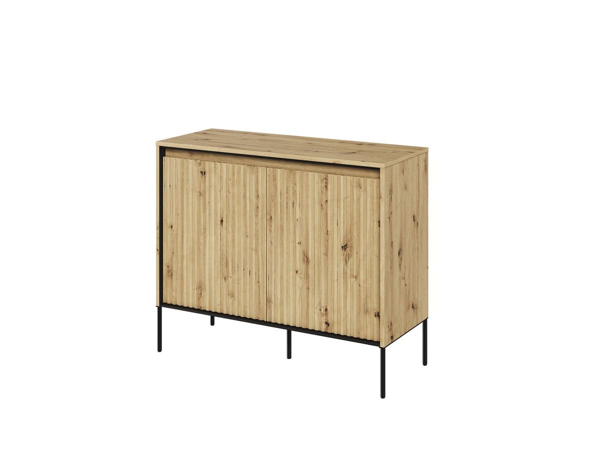 LENARA 100 cm 2-deurs dressoir met lamellen en LED's