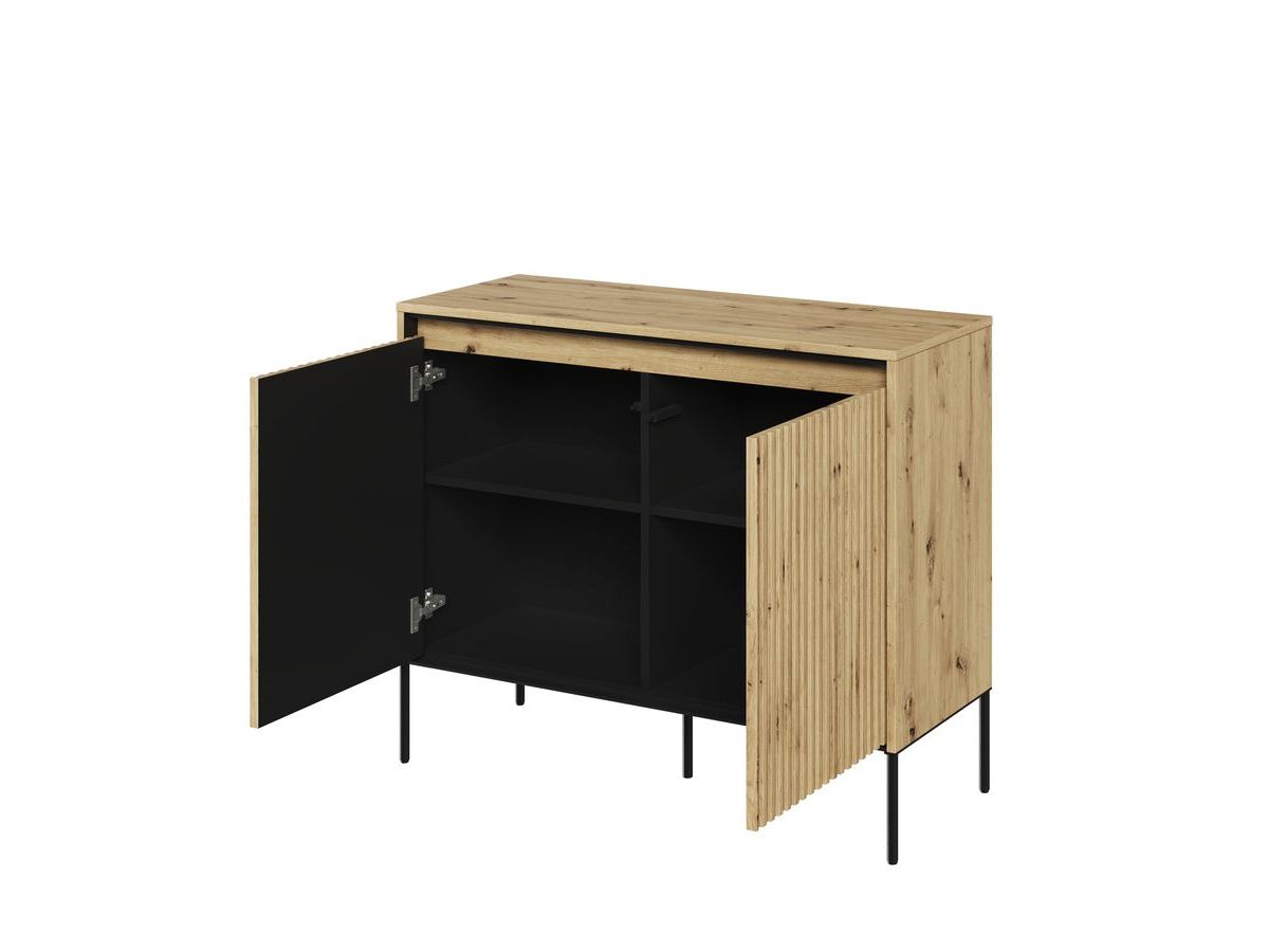 LENARA 100 cm 2-deurs dressoir met lamellen en LED's