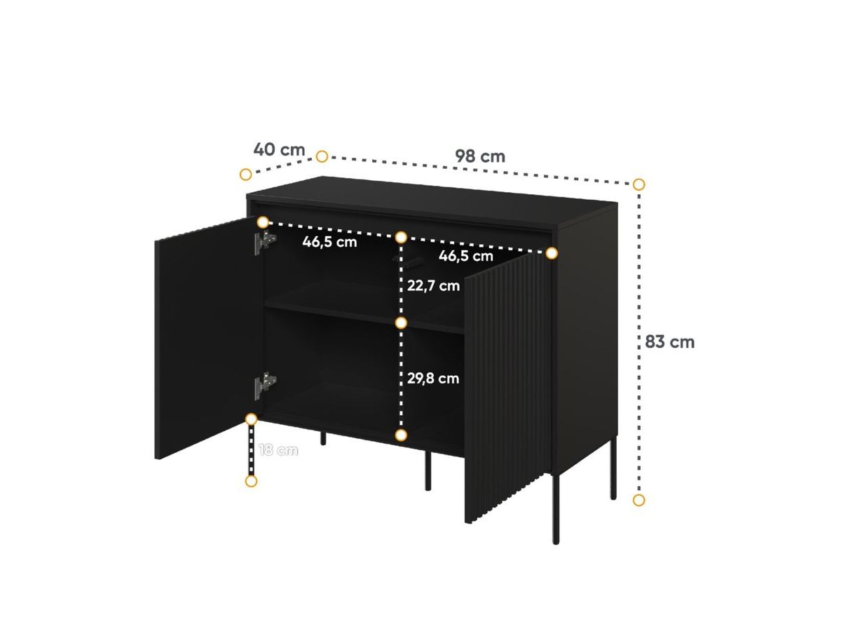 LENARA 100 cm 2-deurs dressoir met lamellen en LED's