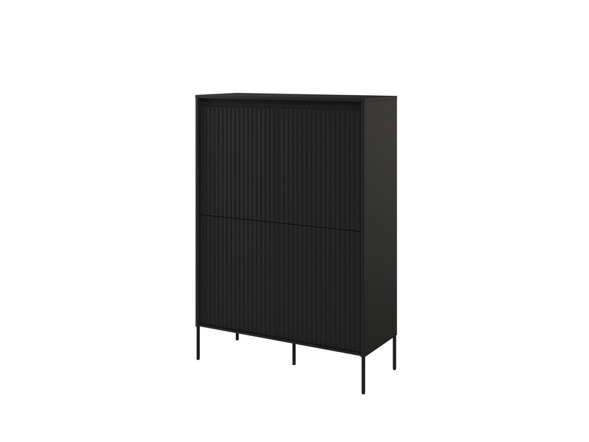 lenara 4-deurs hoog dressoir 100 cm met lamellen en led's gekleurd zwart